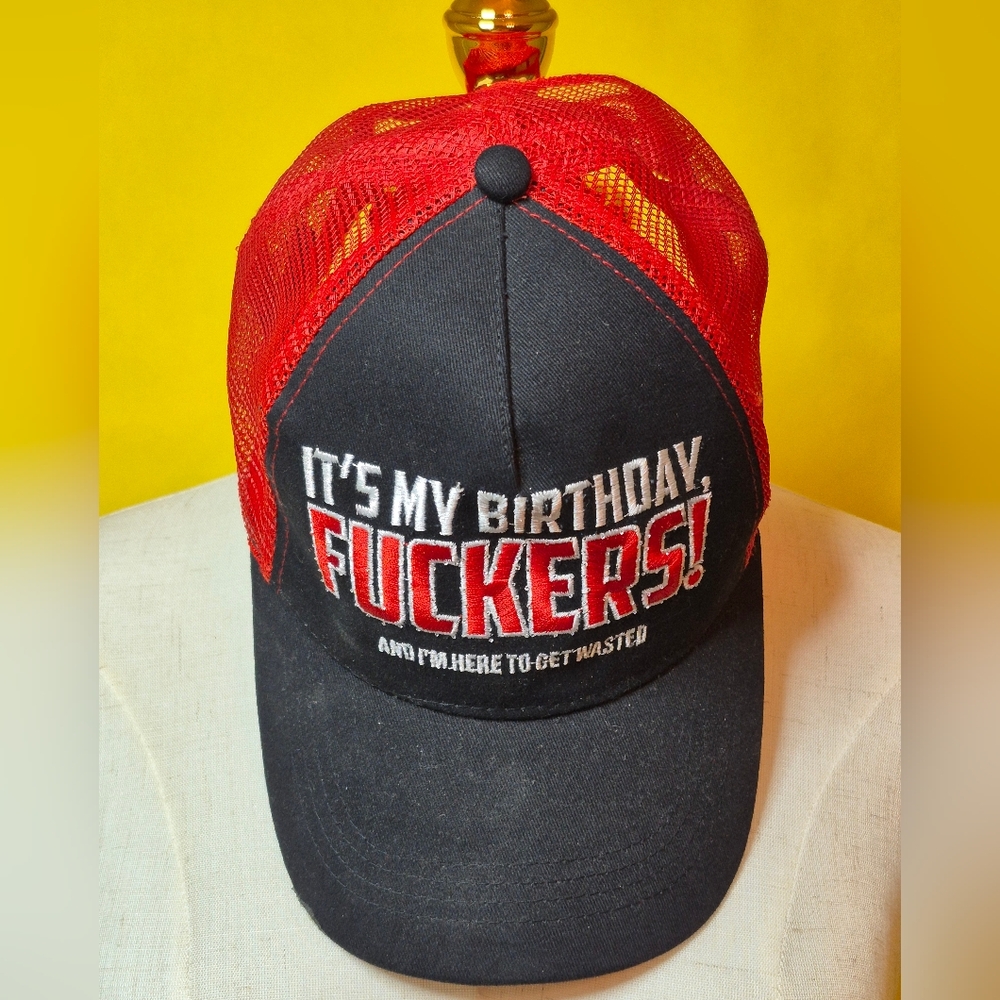 Red and Black Birthday Trucker Hat
